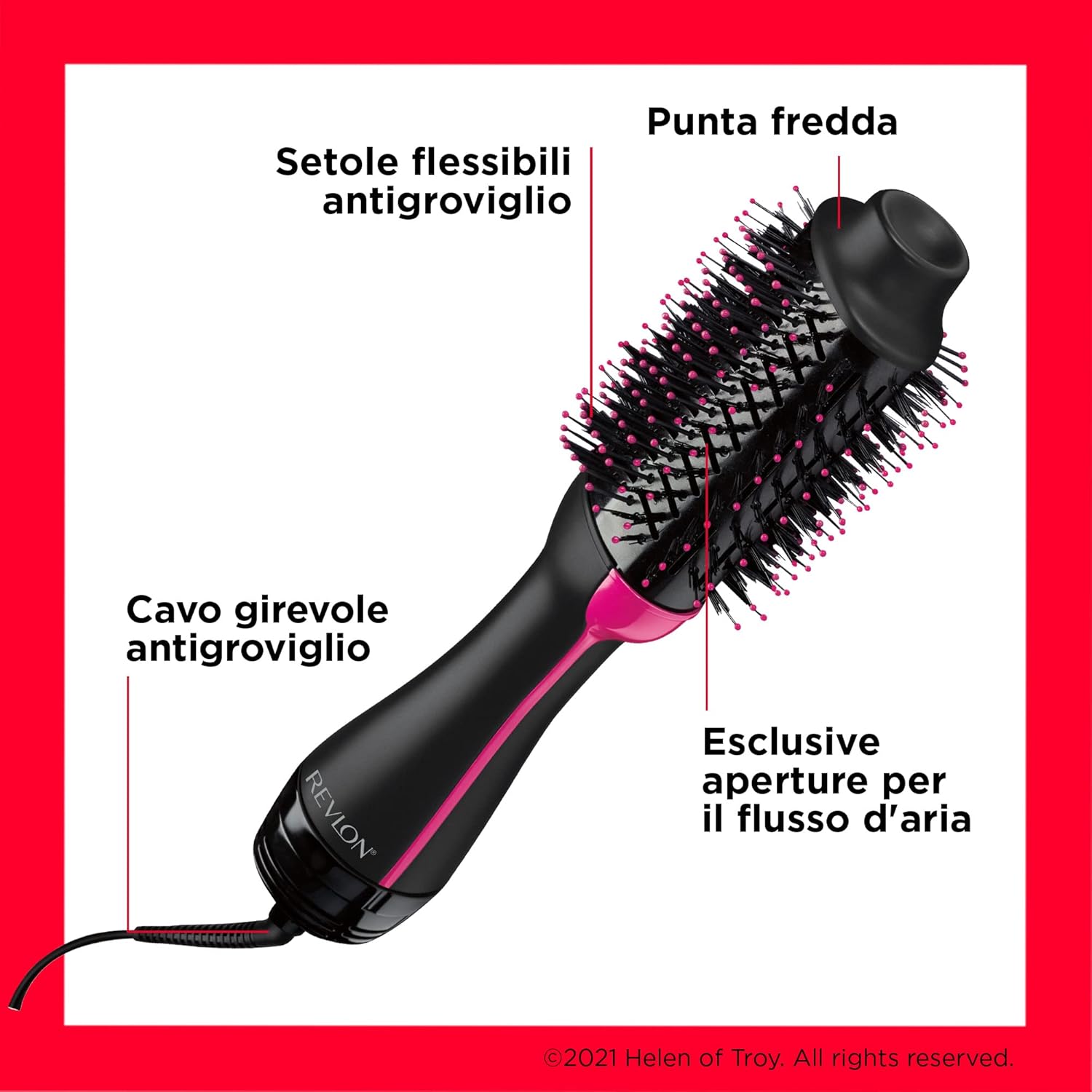 Revlon Spazzola One-Step Asciugacapelli e Volumizzante Nero/Rosa RVDR5222E USATO Revlon Spazzola One-Step Asciugacapelli e Volumizzante Nero/Rosa RVDR5222E USATO